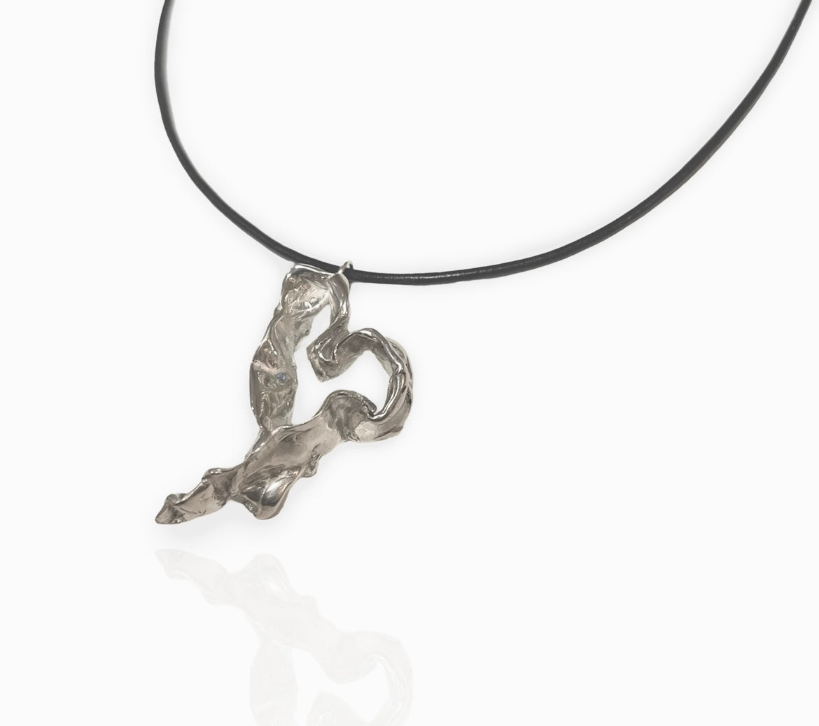 Sterling Silver Ribbon Heart Pendant