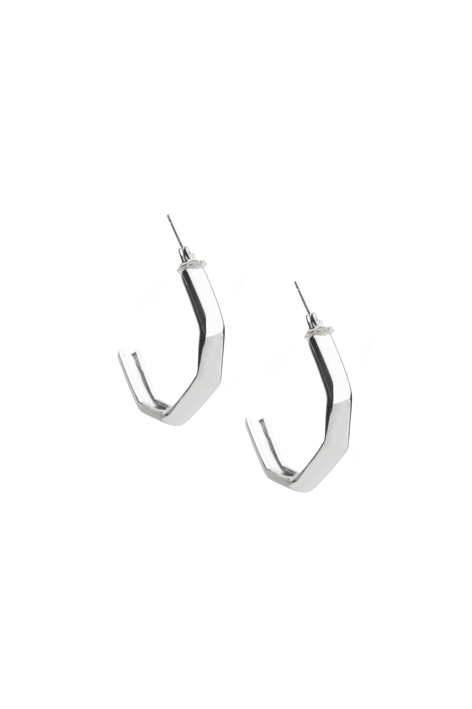 "To Marsha" Half Octagon Earring in Sterling Silver