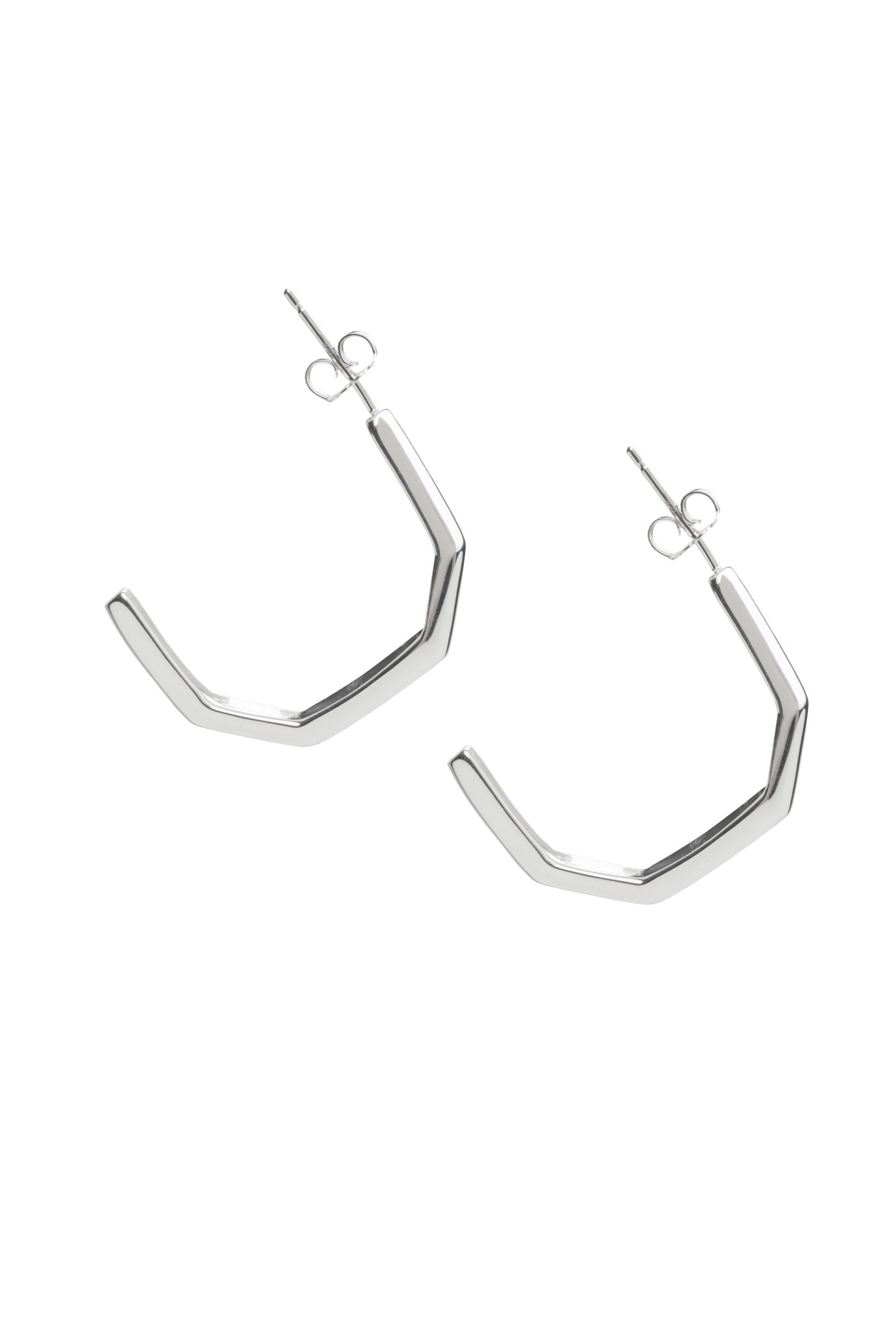 "To Marsha" Half Octagon Earring in Sterling Silver