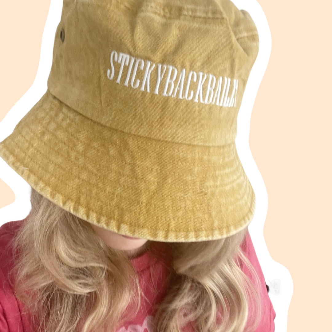 StickyBackBailey Bucket Hat in Yellow Denim